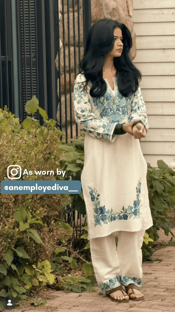 white kashmiri co-ord set