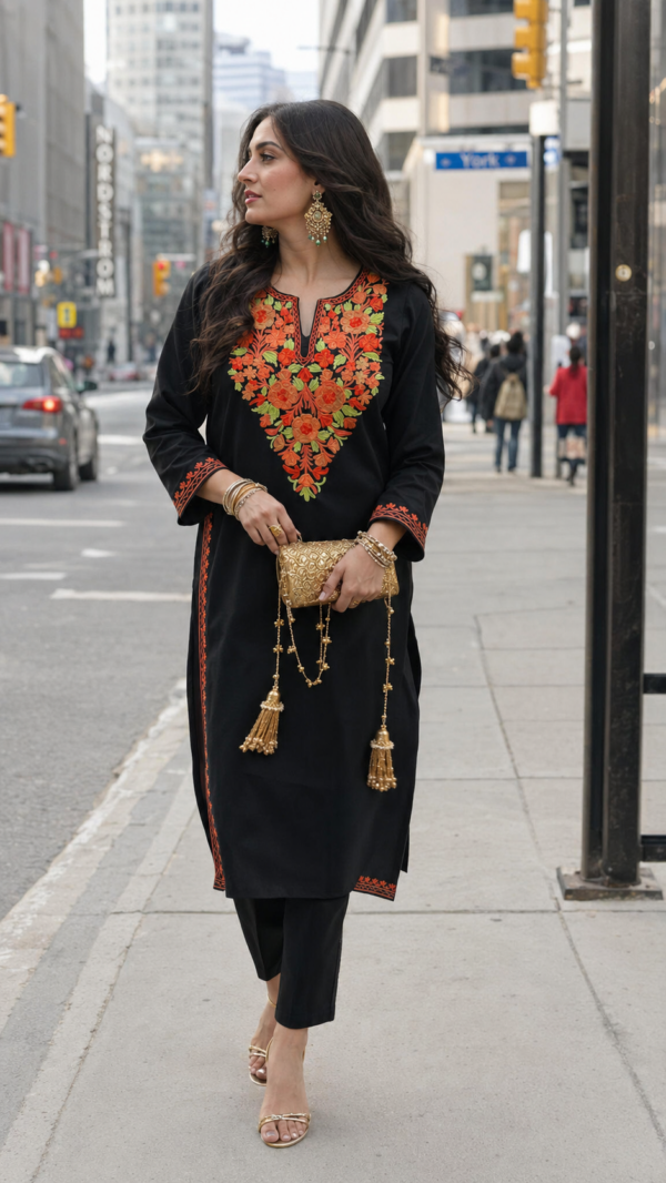 [Test] Black Kashmiri Aari Embroidered Kurta (Copy)